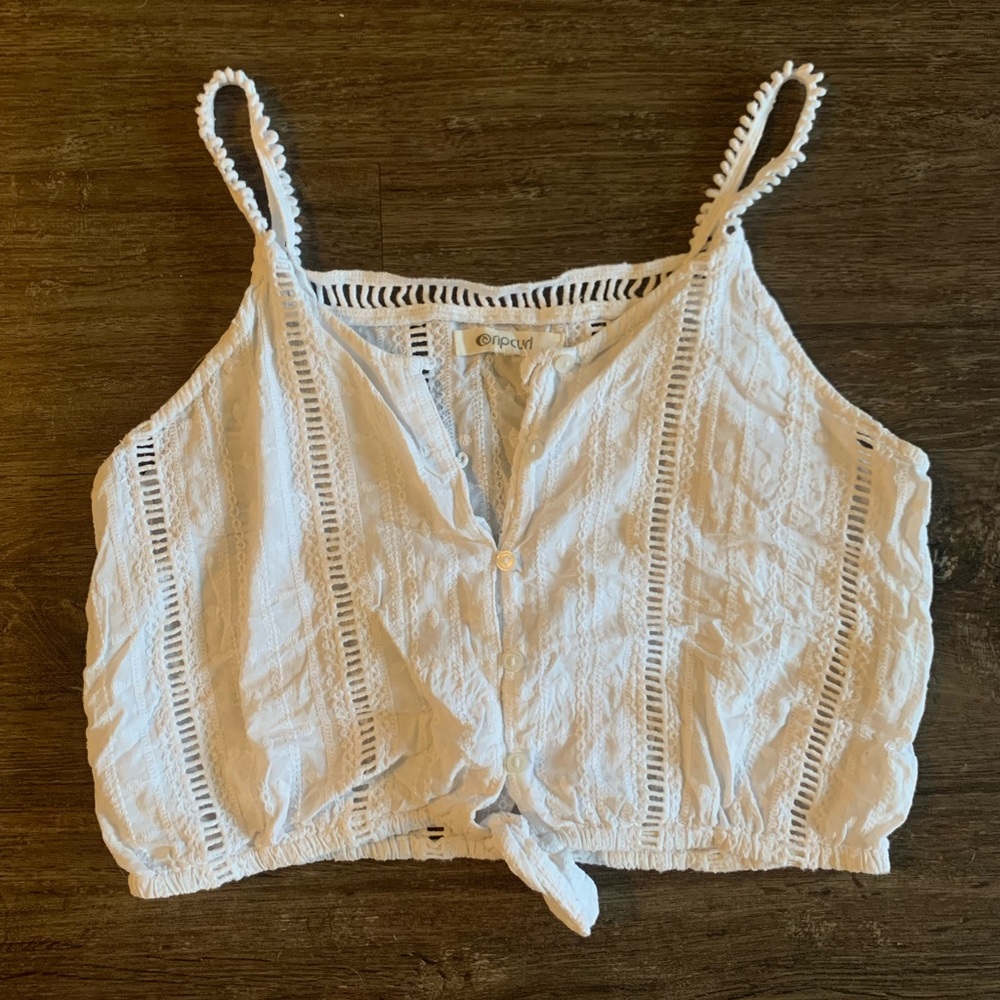 Ripcurl lacy white crop top size medium